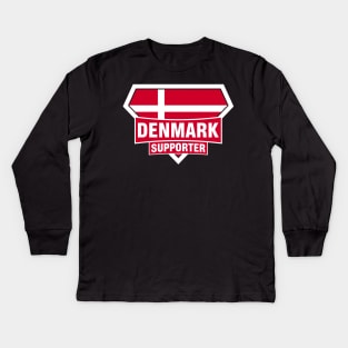 Denmark Super Flag Supporter Kids Long Sleeve T-Shirt